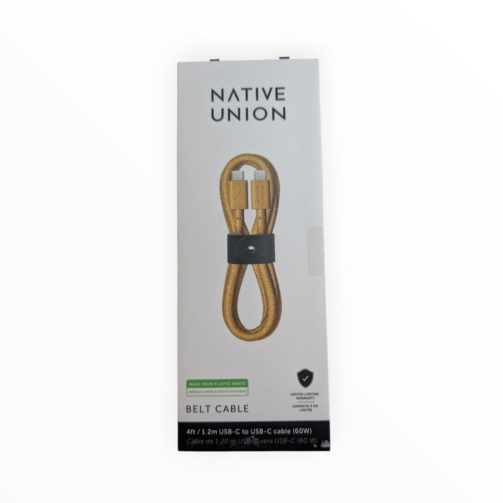U3-O Native Union Belt Cable 4ft‎ USB-C to USB-C 60w - Kraft Gold